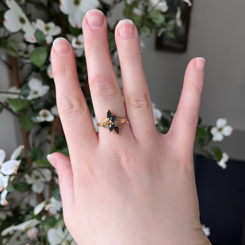 Vintage 18k Gold Plated Cocktail Ring, Size 8.5